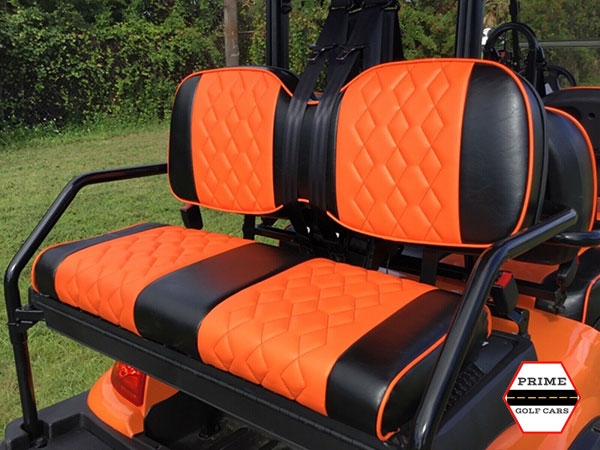 Orange and Black Custom Seats golf cart maintenance, augusta golf cart service, battery service