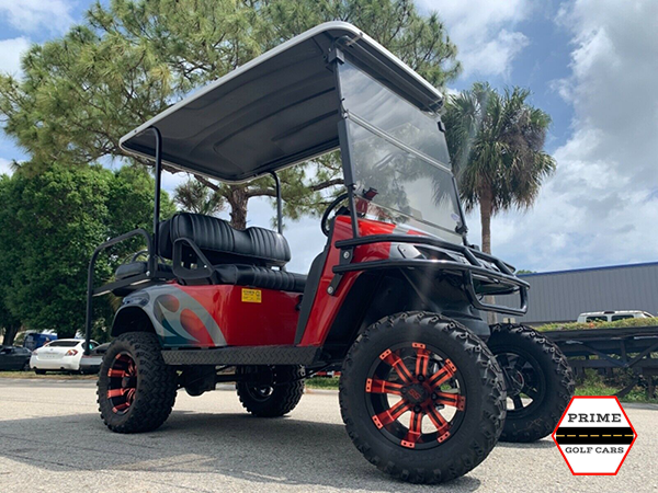 Red EZGO with Custom Body Paint golf cart maintenance, augusta golf cart service, battery service