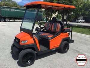 Orange Bintelli Beyond 4 Passenger Lifted Golf Cart augusta golf cart rental, golf cart rentals